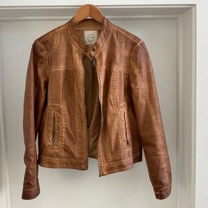 Leather look bomber jacket
